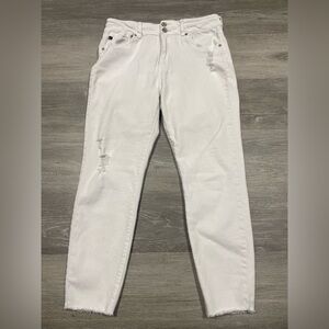 Kancan Skinny Raw Hem White Jeans Women’s Size 13/30